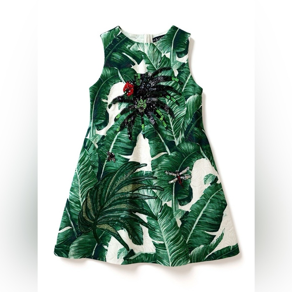 Dolce & Gabbana Girls Banana Leaf Print Dress